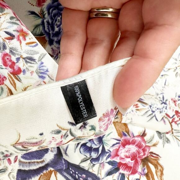 2/$30 NEW Cream Bird Floral Flower Printed Silky Fashion Scarf - Picture 13 of 14